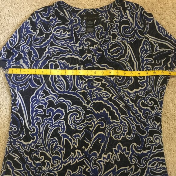 Vintage 90s Nylon Mesh Paisley Clouds Button Up Dress Shirt + Cami - Picture 8 of 16